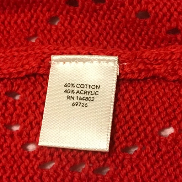 ❤C&B long sleeve v-neck buttonup red cardigan with perforated heart pattern (2X) - Picture 10 of 16